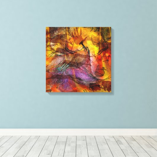 Abstracte grotschildering - Square Canvas Art Afdruk (Insitu (Houten vloer))