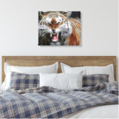 Abstracte Growling Tiger Wrapped Canvas (Insitu (Slaapkamer))