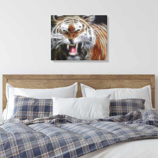 Abstracte Growling Tiger Wrapped Canvas (Insitu (Slaapkamer))