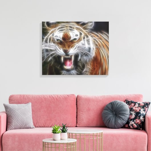 Abstracte Growling Tiger Wrapped Canvas (Insitu (Woonkamer))