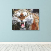 Abstracte Growling Tiger Wrapped Canvas (Insitu (Houten vloer))