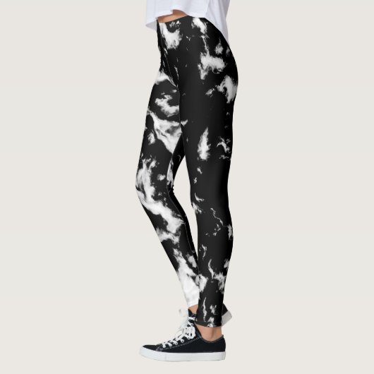 Abstracte Grunge Marble - Black and White Collecti Leggings (Links)