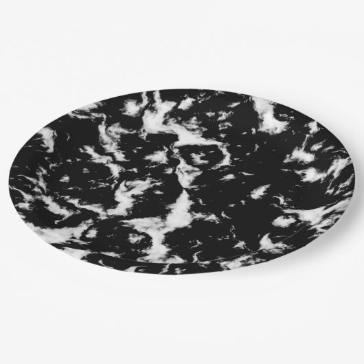Abstracte Grunge Marble - zwart en wit Papieren Bordje (Gekanteld)