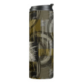 Abstracte grunge, monochroom bruin thermosbeker (Gedraaid links)