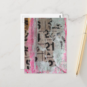 Abstracte Grunge Nummers mixed media collage Briefkaart
