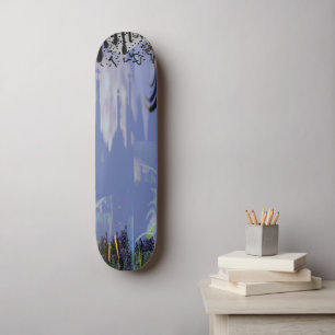 Abstracte Grunge Paint Drip Blue Cool Tones Persoonlijk Skateboard
