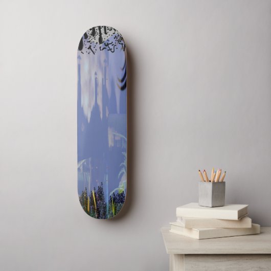 Abstracte Grunge Paint Drip Blue Cool Tones Persoonlijk Skateboard (Muurkunst)