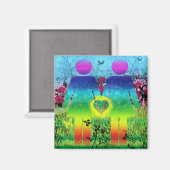 Abstracte Grunge Rainbow Love Magnet (Voorkant / Achterkant)
