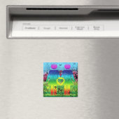 Abstracte Grunge Rainbow Love Magnet (Insitu (Vaatwasser))