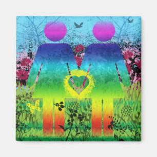 Abstracte Grunge Rainbow Love Magnet