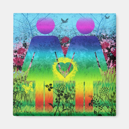 Abstracte Grunge Rainbow Love Magnet (Voorkant)