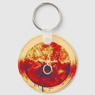 Abstracte Grunge Ring en Ster Sleutelhanger