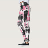 Abstracte Grunge Roze Wit en Zwart Leggings (Links)