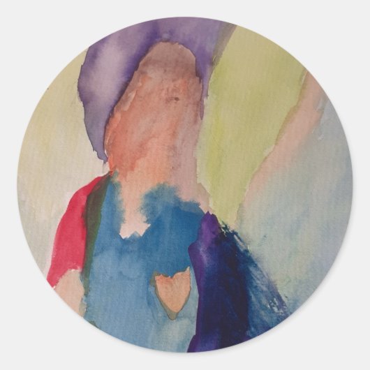 Abstracte Guardian Angel Round Sticker (Voorkant)