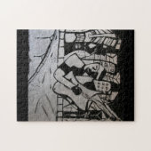 ABSTRACTE GUITARIST ZWARTE WHITE LEGPUZZEL (Horizontaal)