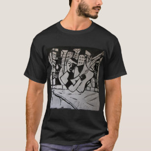 ABSTRACTE GUITARIST ZWARTE WHITE T-SHIRT