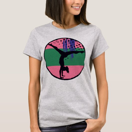 Abstracte gymnast roze cirkel t-shirt (Voorkant)