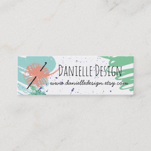 Abstracte haakhaken, kleurig, van garen mini visitekaartje (Voorkant)