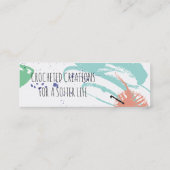 Abstracte haakhaken, kleurig, van garen mini visitekaartje (Achterkant)