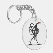 Abstracte Haan Silhouette Art Sleutelhanger (Voorkant Links)