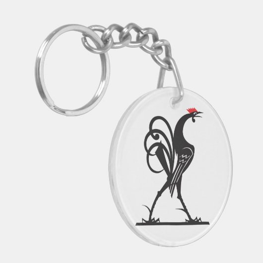 Abstracte Haan Silhouette Art Sleutelhanger (Voorkant Links)