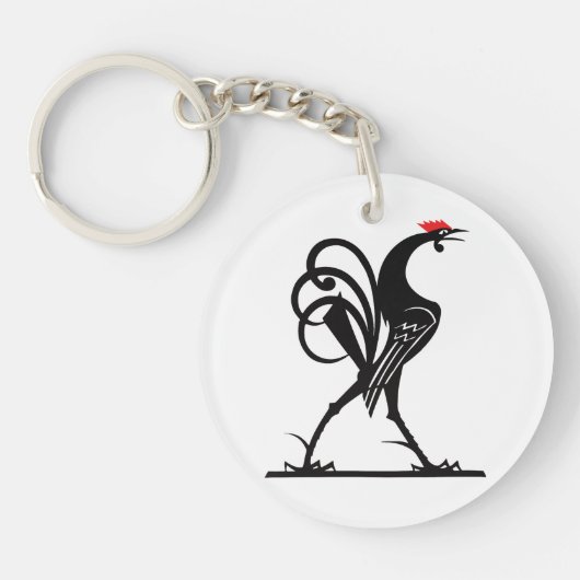 Abstracte Haan Silhouette Art Sleutelhanger (Voorkant)