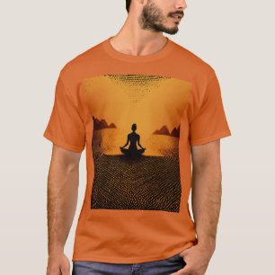Abstracte Halftone Yoga Patronen op Zwarte Kokosno T-shirt
