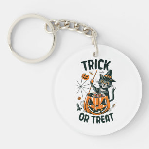 Abstracte Halloween Kat Sleutelhanger