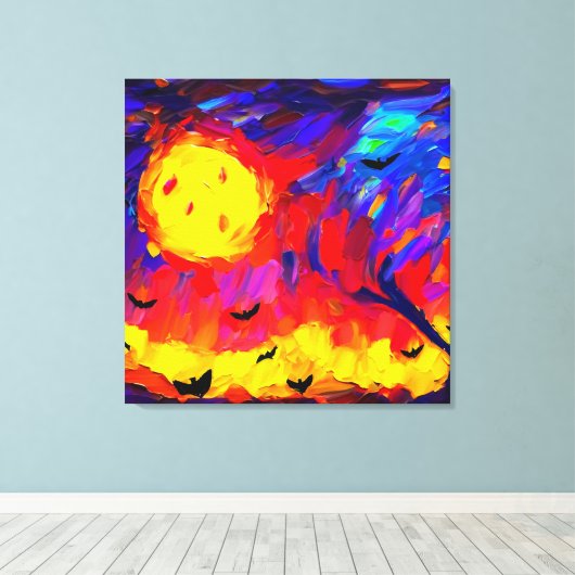 Abstracte Halloween nacht Canvas Afdruk (Insitu (Houten vloer))