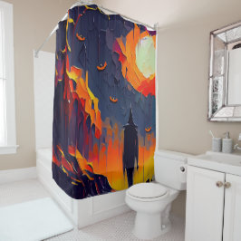 Abstracte Halloween nacht Douchegordijn