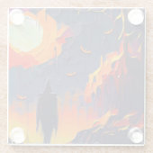 Abstracte Halloween nacht Glazen Onderzetter (Achterkant)