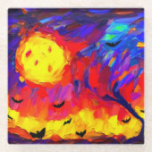 Abstracte Halloween nacht Glazen Onderzetter (Voorkant)