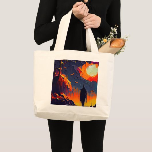 Abstracte Halloween nacht Grote Tote Bag (Voorkant (product))