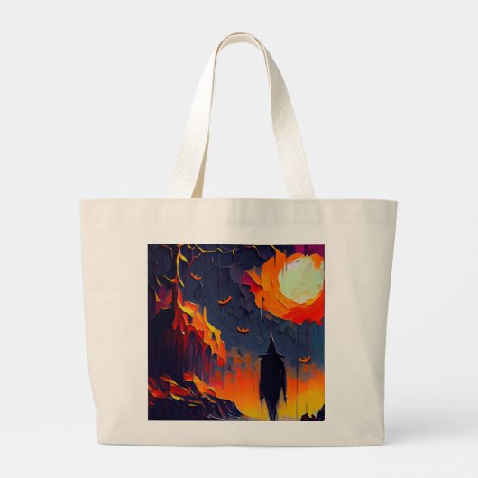 Abstracte Halloween nacht Grote Tote Bag (Achterkant)