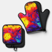 Abstracte Halloween nacht Ovenwant & Pannenlap Set (Voorkant / Achterkant)