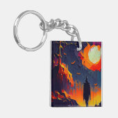 Abstracte Halloween nacht Sleutelhanger (Voorkant Links)