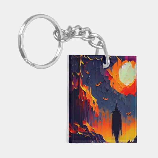 Abstracte Halloween nacht Sleutelhanger (Voorkant Links)