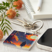 Abstracte Halloween nacht Sleutelhanger (Voorkant Rechts)