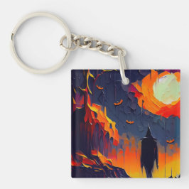 Abstracte Halloween nacht Sleutelhanger