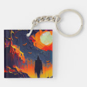 Abstracte Halloween nacht Sleutelhanger (Achterkant)