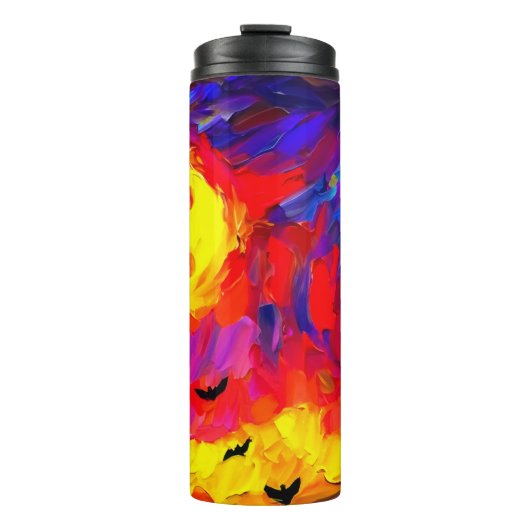 Abstracte Halloween nacht Thermosbeker (Voorkant)