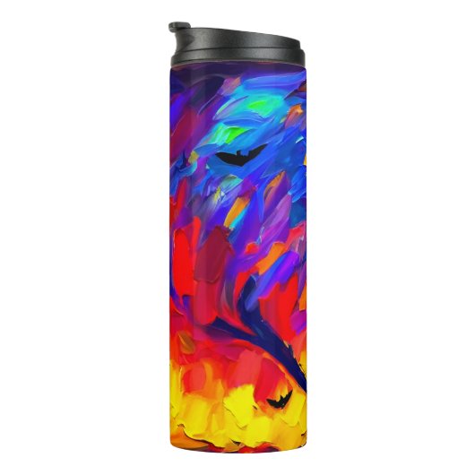 Abstracte Halloween nacht Thermosbeker (Geroteerd rechts)