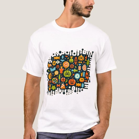 Abstracte Halloween Trick or treat T-shirt (Voorkant)