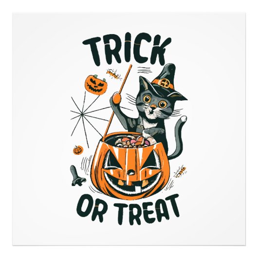 Abstracte Halloweenkat Foto Afdruk (Voorkant)