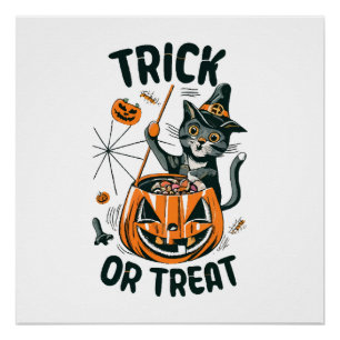 Abstracte Halloweenkat Perfect Poster