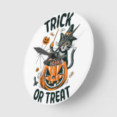 Abstracte Halloweenkat Ronde Klok (Hoek)