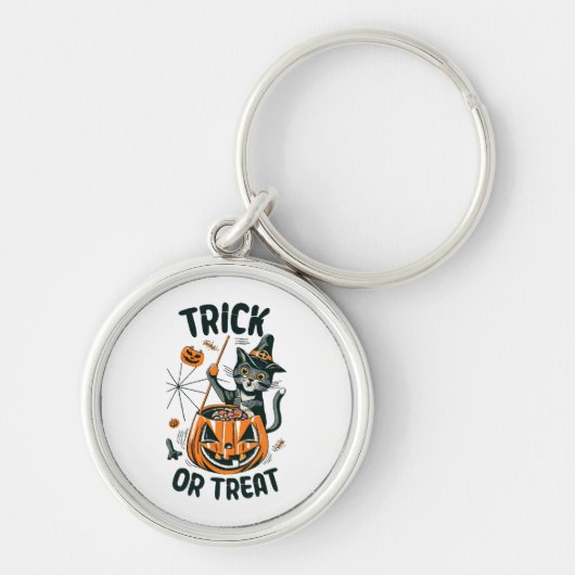 Abstracte Halloweenkat Sleutelhanger (Voorkant)