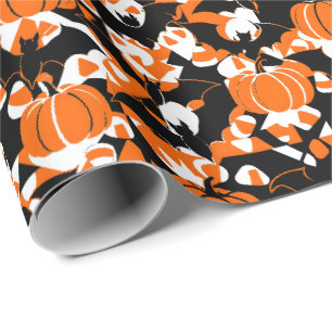 Abstracte Halloweenpompoenen en vleermuizen Cadeaupapier