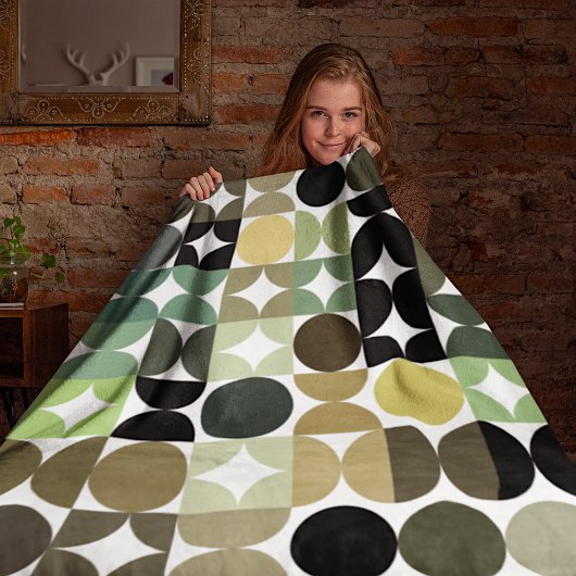 Abstracte halve cirkels model op fusiepatroon fleece deken