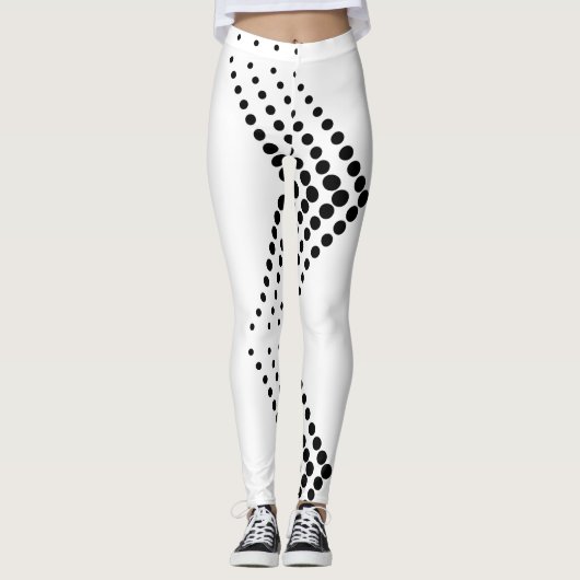 Abstracte halve toon pulserende cirkel Zigzag Leggings (Voorkant)
